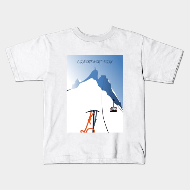 Chamonix Aiguille du Midi skis leewarddesign Kids T-Shirt by leewarddesign